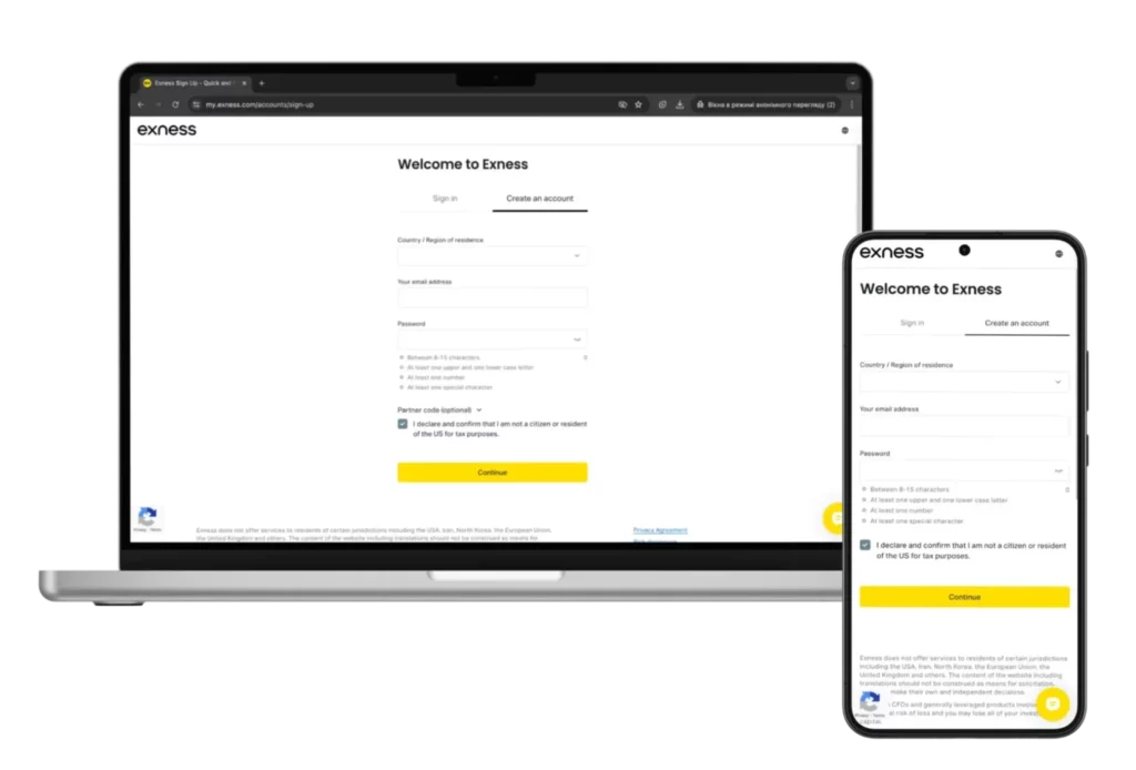 Exness Sign up